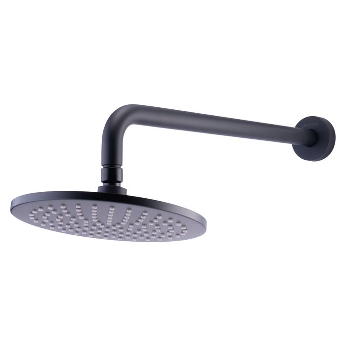 Regadera Redonda Plana Tonda Metalica Negra 20 cm. Sin Brazo