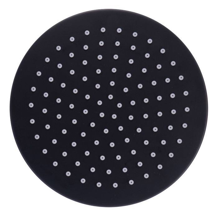 Regadera Redonda Plana Tonda Metalica Negra 20 cm. Sin Brazo