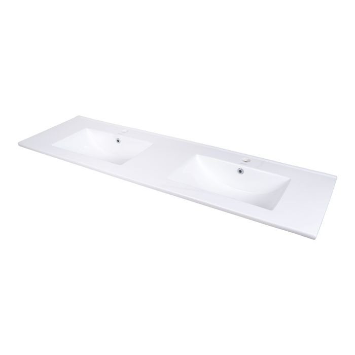 Lavamanos Firenze Doble Poceta De Sobreponer En Porcelana Blanco 152.3x46.5x19 Cm.