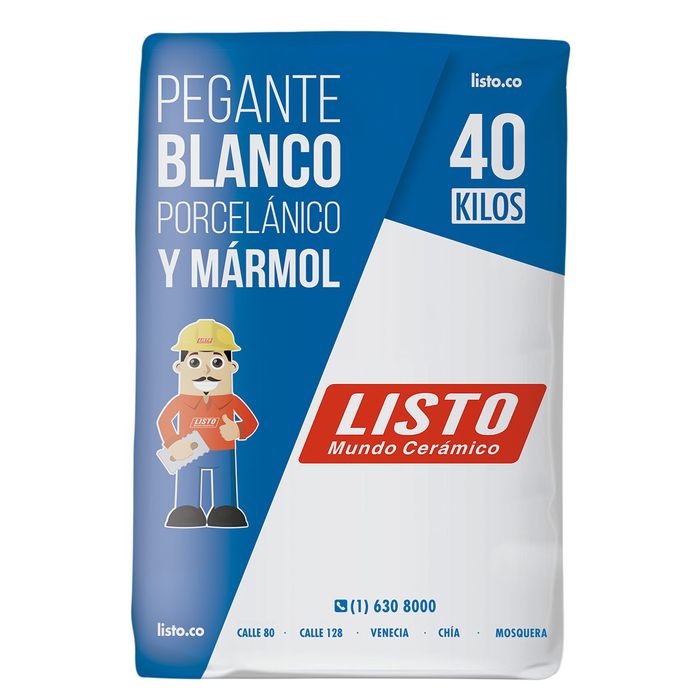 Pegante Color Blanco Para Porcelanato Bulto x 40 Kilos