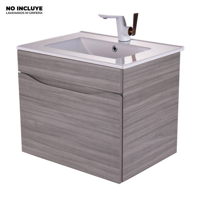Mueble De Baño Ario Gris Ll Cajón Interno Poceta Centro 59.5x45.5 Cm.