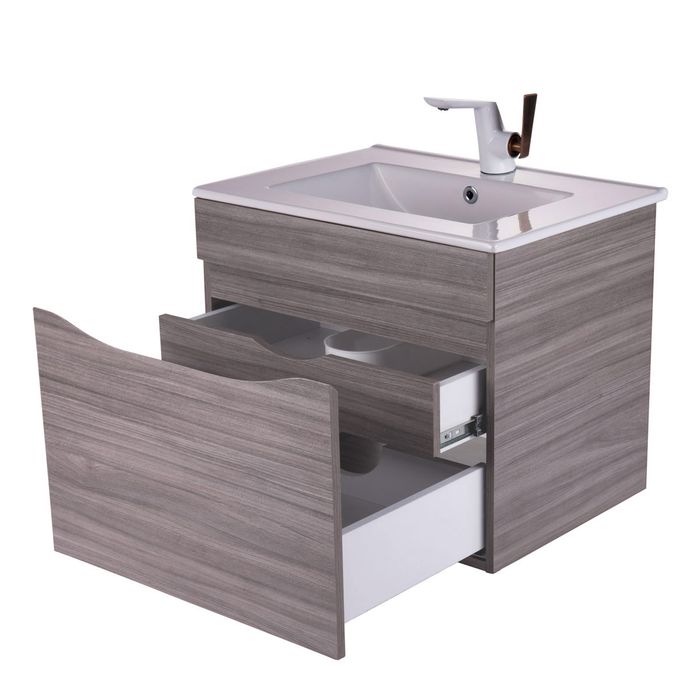 Mueble De Baño Ario Gris Ll Cajón Interno Poceta Centro 59.5x45.5 Cm.