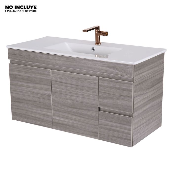 Mueble De Baño Vicenso Gris Cajones Derechos Poceta Centro 100x46 Cm.
