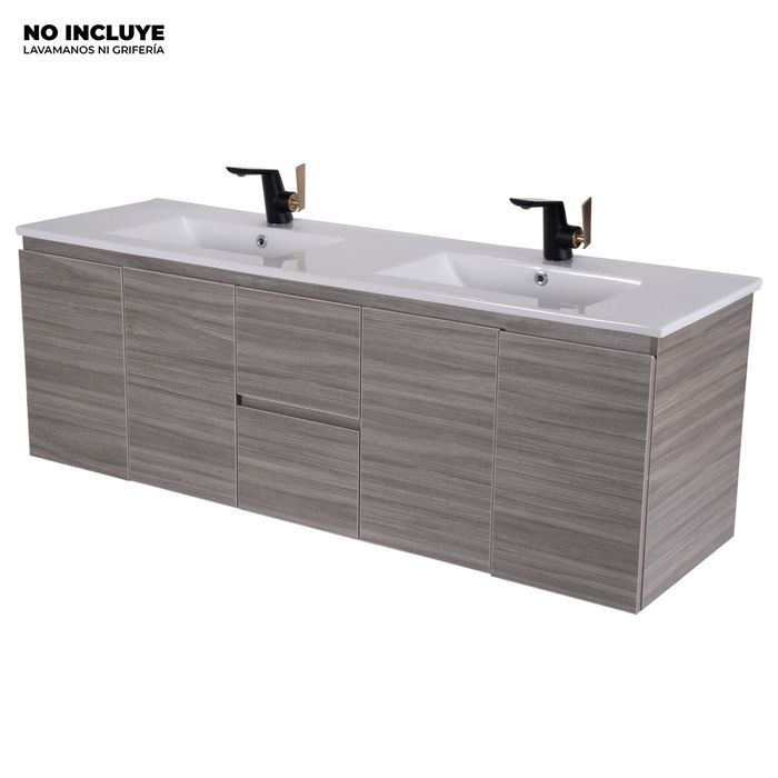 Mueble De Baño Abadia Gris Doble Poceta 150x46 Cm.