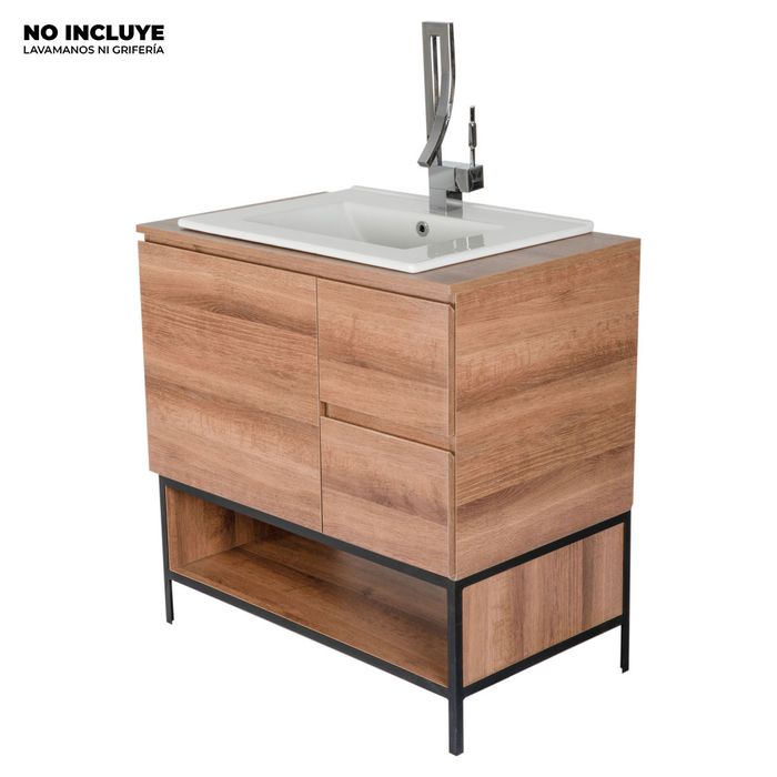 Mueble De Baño Avellino Roble Claro Poceta Centro 80x49 Cm.