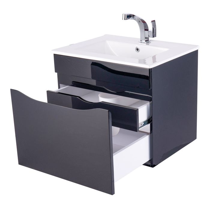 Mueble Ario Negro Con Cajón Interno Poceta Centro 59.5x45.5 Cm.
