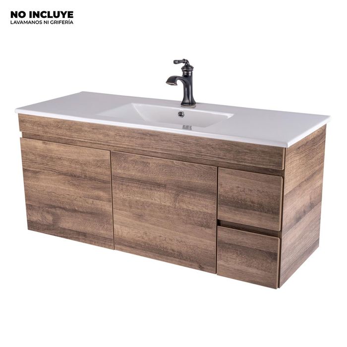 Mueble De Baño Vicenso Roble Claro Poceta Centro 119.5x45.5 Cm.