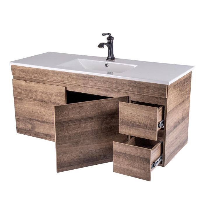 Mueble De Baño Vicenso Roble Claro Poceta Centro 119.5x45.5 Cm.