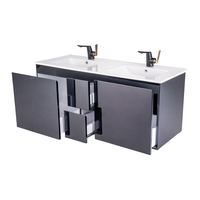 Mueble De Baño Luna Negro Doble Poceta 119.5x45.5 Cm.