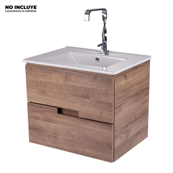 Mueble De Baño Amaro Roble Claro Poceta Centro 59.5x45.5 Cm.