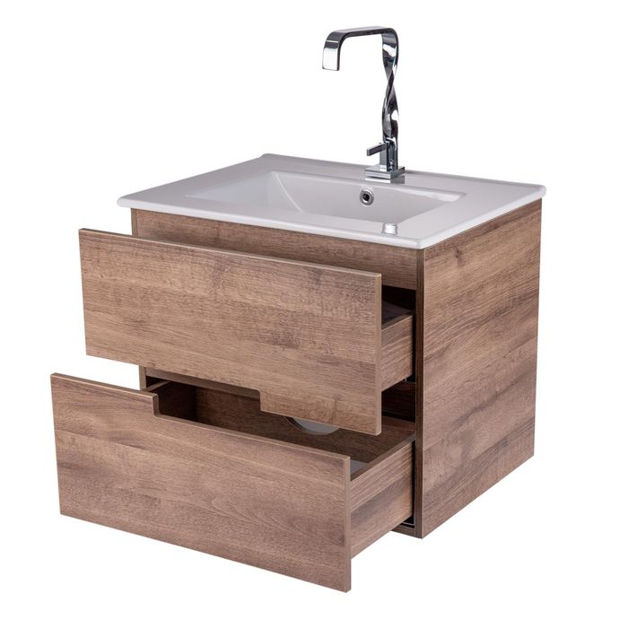 Mueble De Baño Amaro Roble Claro Poceta Centro 59.5x45.5 Cm.