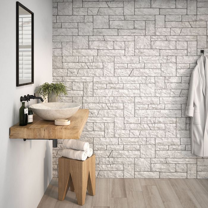 Porcelanato Fachaleta Maestrat White 3d Mate 32x89cm. T4 Cj 1.13m² C3/r13 V3