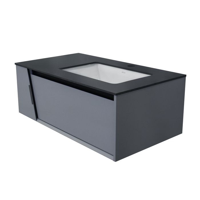 Mueble Novara Grey/black Painting Con Placa Lavamanos 100x56x36