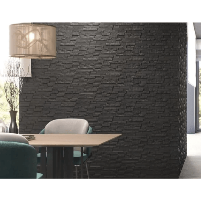 Pared Fachada Porcelanato Montblanc Antracita 20 x 60 cm. Cj x 0.84 m² V2
