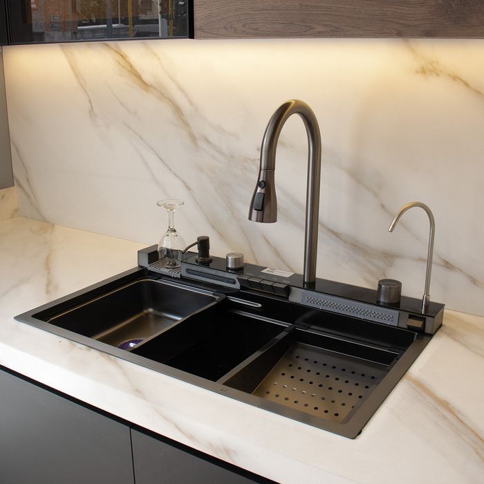 Lavaplatos Multifuncional Belfort Grafito De Sobreponer 75x46x22