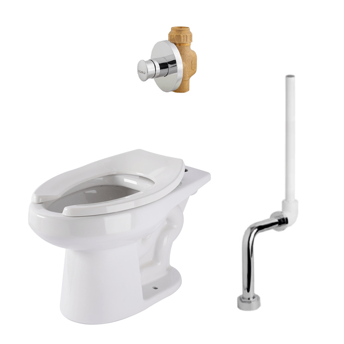 Combo Taza Institucional Entrada Superior Olimpo+valvula Push+sistema De Instalacion