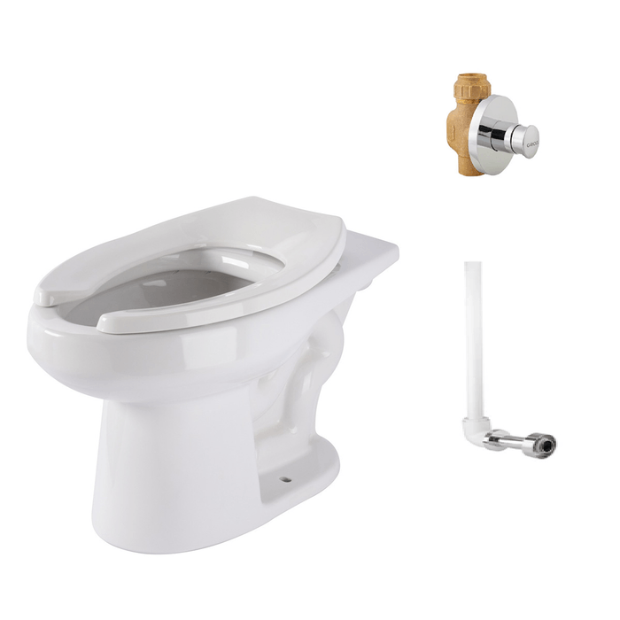 Combo Taza Institucional Entrada Posterior Olimpo+valvula Push+sistema De Instalacion