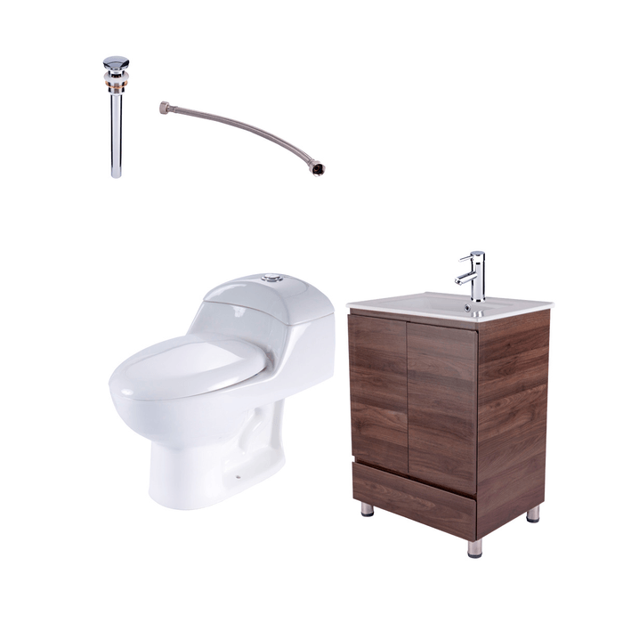 Combo Mueble Sao Paulo De 60 Chocolate Con Placa De Lavamanos Sanitario Berlin Griferia Tower Desague-acople