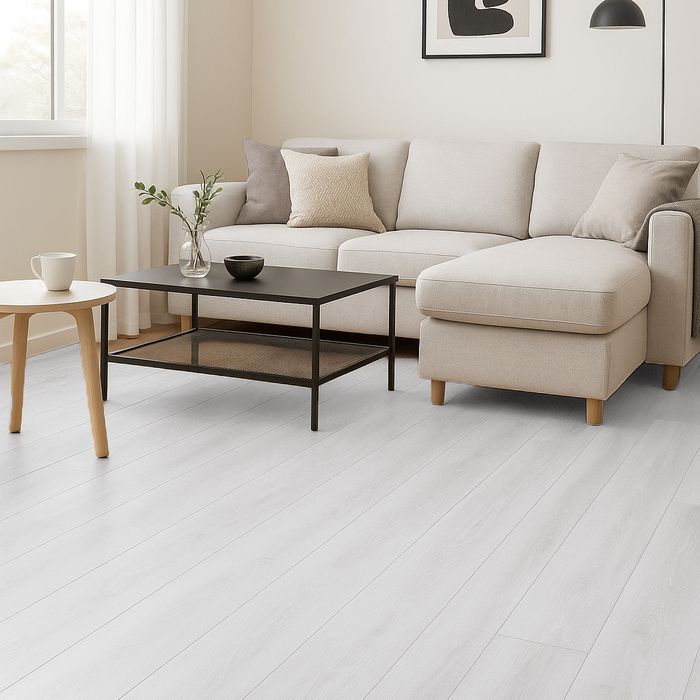 Piso Tribera Blanco Con Bisel / Textura Sincronizada Aqua 129.2cm x 24.6cm x 8mm Cj x 2.54m² T32