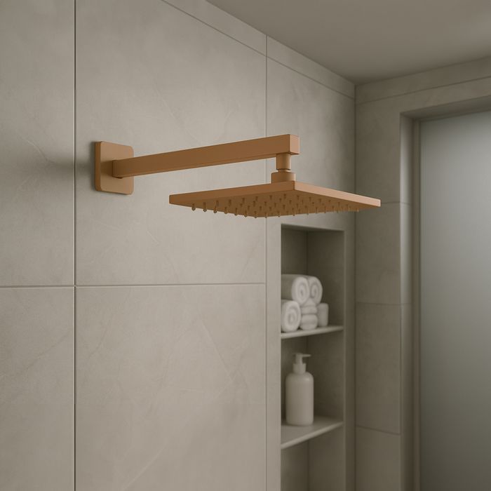 Kit De Regadera 20cm+brazo Pared 40cm Rosa Brillo