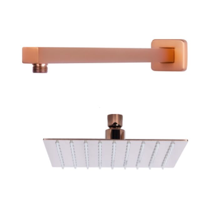 Kit De Regadera 20cm+brazo Pared 40cm Rosa Brillo