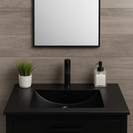 Vanidad minimalista en tonos oscuros
