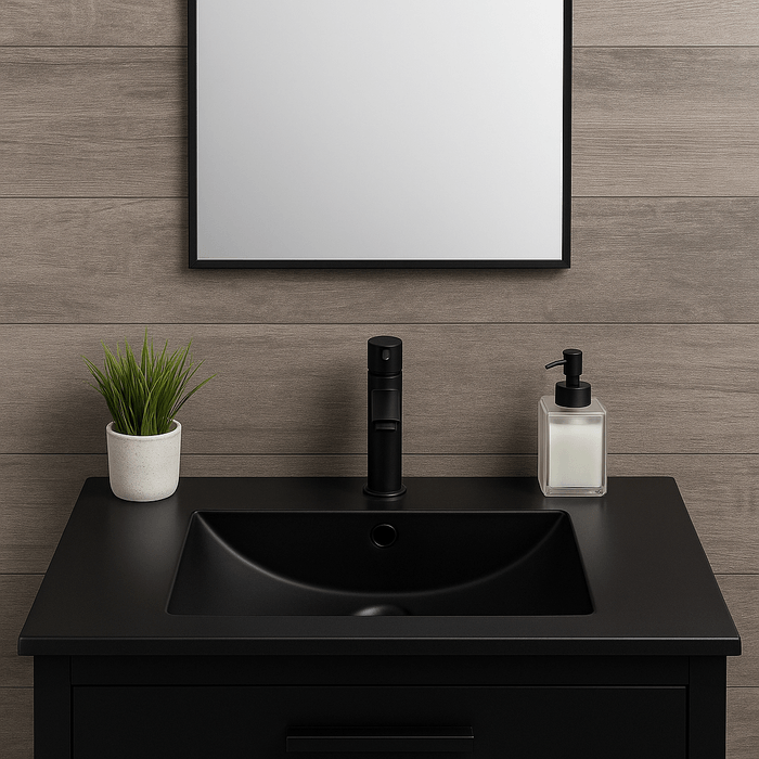 Lavamanos En Porcelana De Sobreponer Tivoli Black Mate 81x46.5x19 Cm