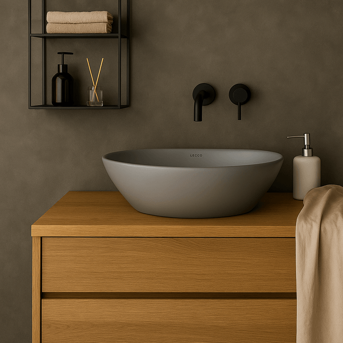 Lavamanos Vessel Ikaria Oval Gris Mate 40.5x33x14.9 Cm