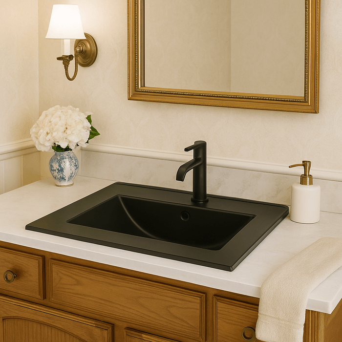 Lavamanos En Porcelana De Sobreponer Tivoli Black Mate 71x46.5x19 Cm
