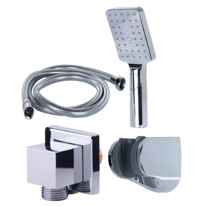 Kit Teleducha Con Manguerta Soporte y Alimentador Cromo