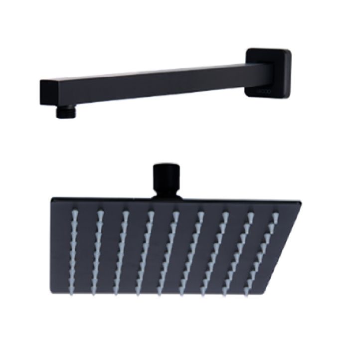 Kit Regadera X30cm+brazo a Pared De 40cm Negro