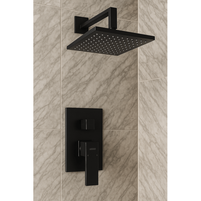 Grifería Para Ducha Kuadrat Negro Monocontrol Con Salida a Bañera