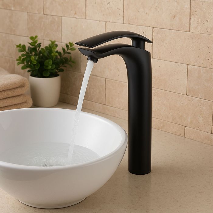 Griferia Lavamanos Alta Mezza Luna Negra