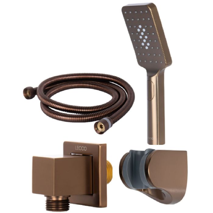 Kit Teleducha Con Manguerta Soporte y Alimentador Rosa Mate