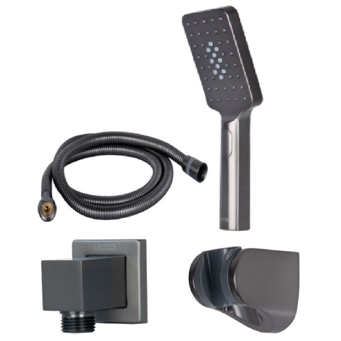 Kit Teleducha Con Manguerta Soporte y Alimentador Grafito