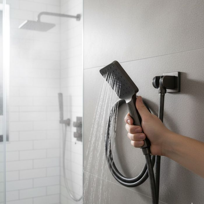 Kit Teleducha Con Manguerta Soporte y Alimentador Grafito