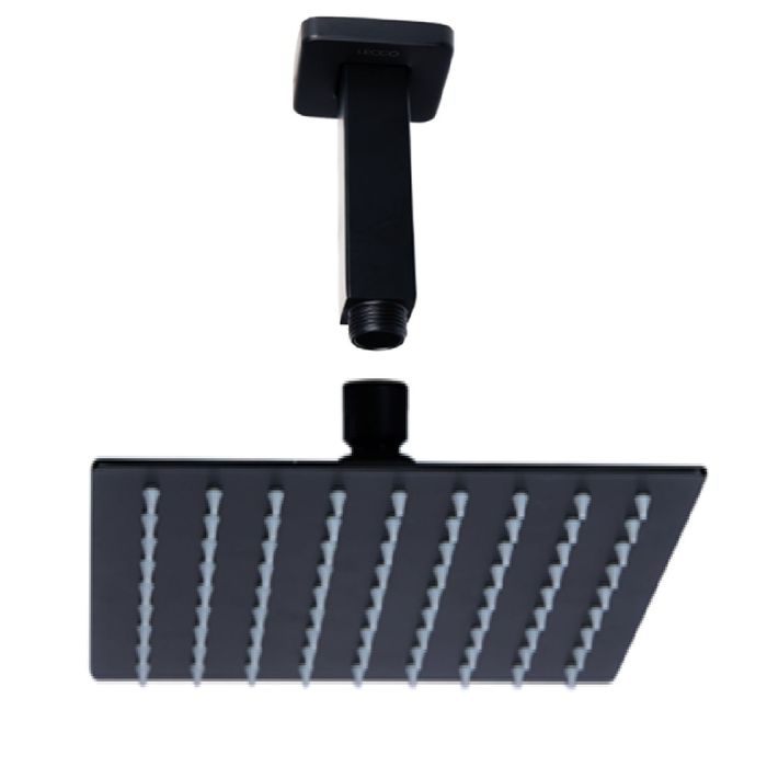 Kit Regadera X20cm+brazo a Techo 12cm Negro