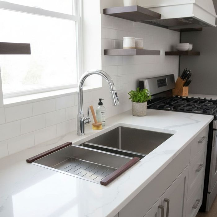 Lavaplatos De Sobre/bajo Poner Doble Poceta Scale Niquel Ac304 (83x45x21.4cm)