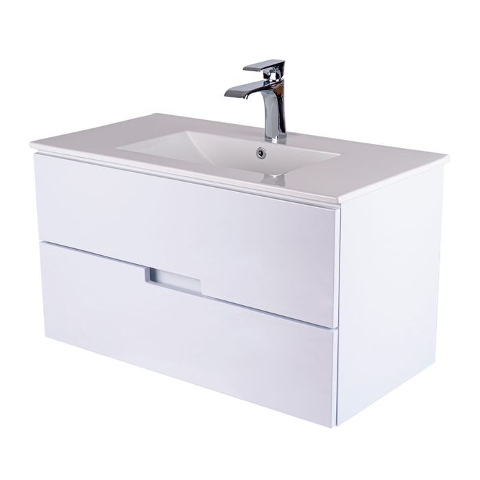 Mueble Poliuretano Amaro Blanco Con Placa Lavamanos De 90 x 45.5cm