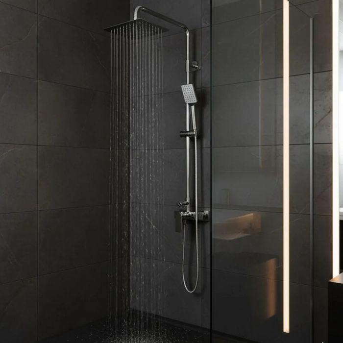 Ducha Expuesta Pissana Cuadrada Cromo