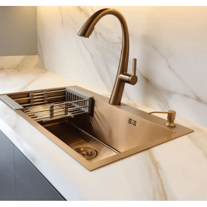 Lavaplatos De Sobreponer Redona Oro Rosa 78x48x21,4 Cm