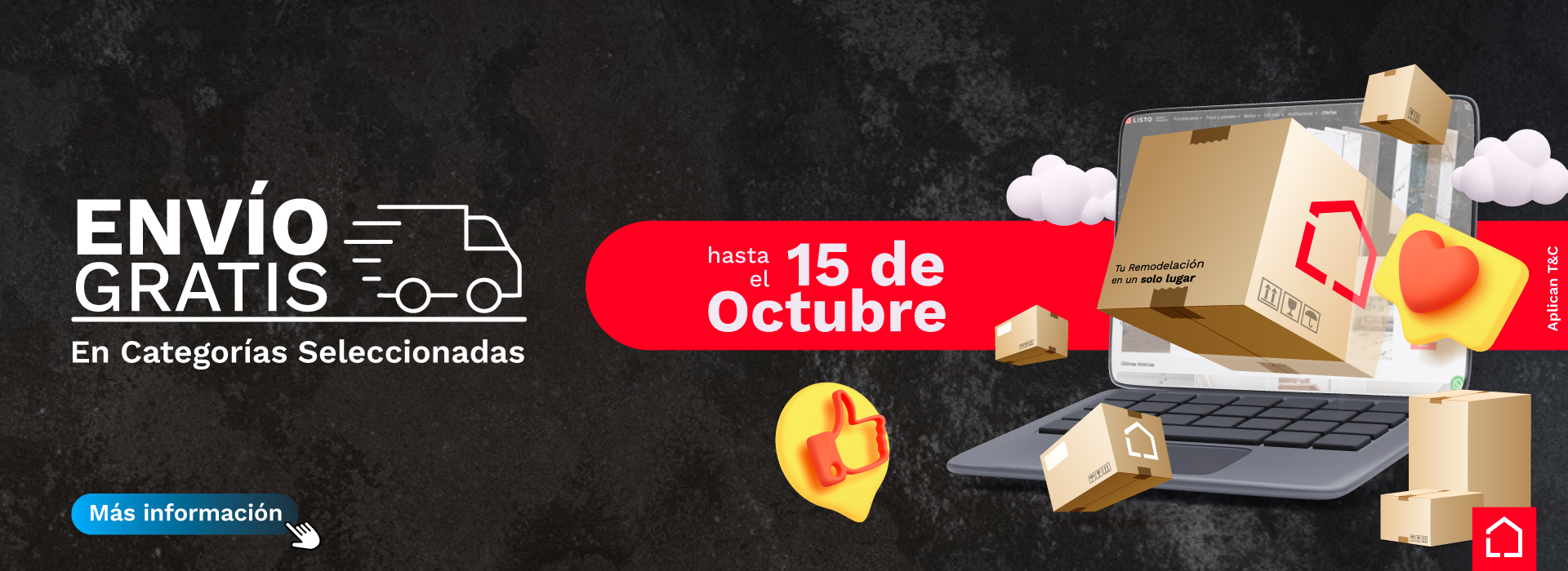 envios gratis hasta el 15 de octubre, es hora de remodelar tu hogar, visita listo mundo ceramico​
